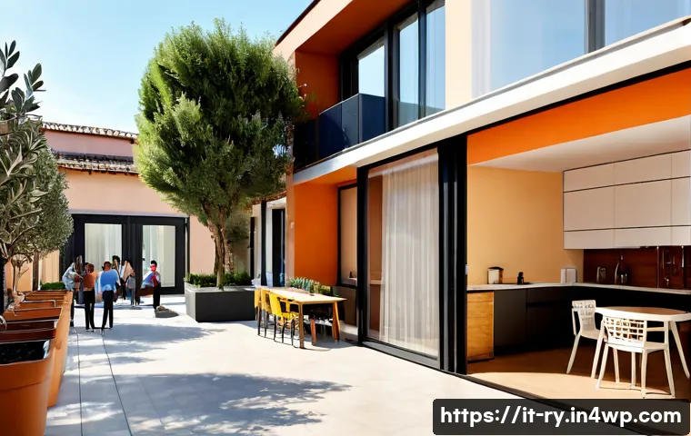 Home 17 코리빙 커뮤니티의 시설 확장 계획 - Photorealistic architectural visualization of a modern co-living community in Milan expanding into a...