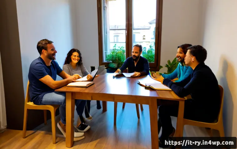 코리빙 커뮤니티 운영을 위한 전문가 팁 - Photorealistic co-living community manager facilitating a friendly planning meeting in a bright reno...